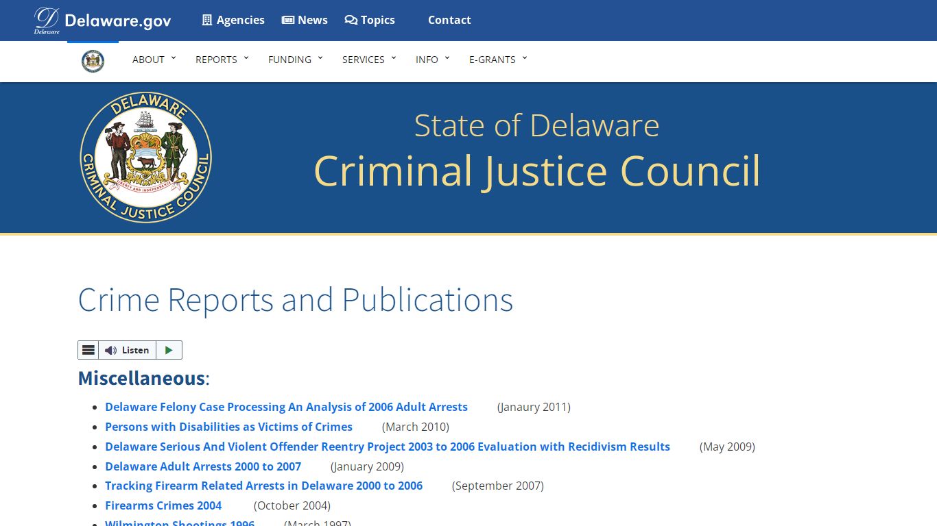 Crime Reports and Publications - The Delaware Criminal Justice Council ...