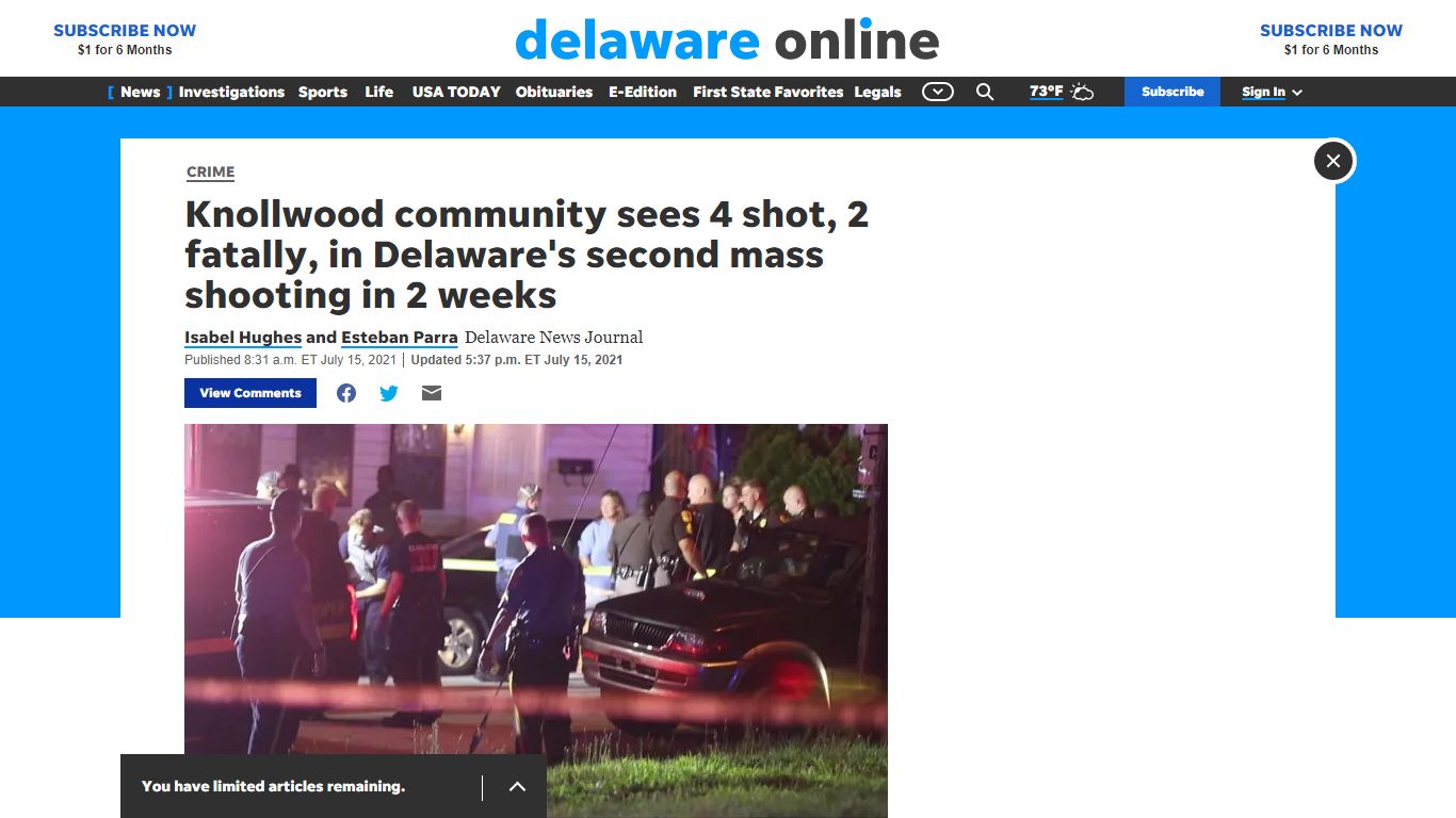 4 shot, 2 fatally, in Delaware's second mass shooting in 2 weeks