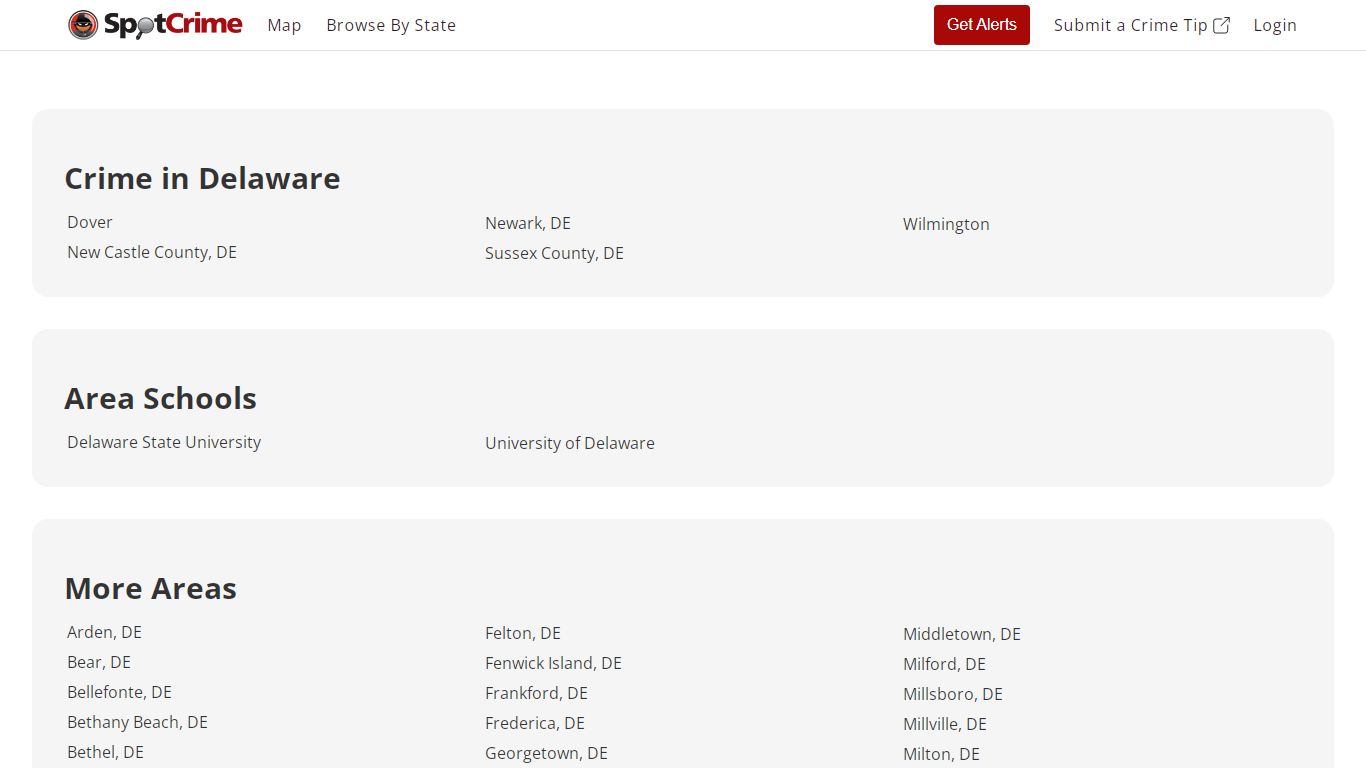 Crime in Delaware - Delaware Crime Map | SpotCrime